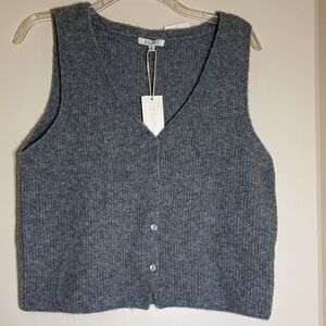 Z Supply Charcoal Gray Ribbed V-Neck Button Vest